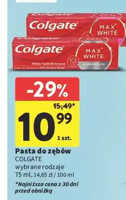 Intermarche Pasta do zębów purple reveal Colgate Max White oferta