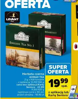 Carrefour Market Herbata ekspresowa z zawieszką Ahmad tea london english breakfast oferta