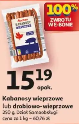 Auchan Kabanosy wieprzowe lub drobiowo-wieprzowe oferta