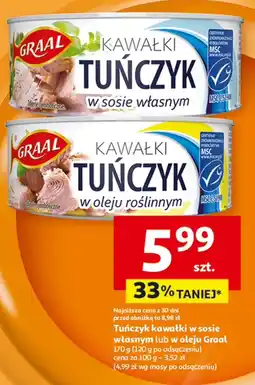 Auchan Tuńczyk kawałki w sosie własnym Graal oferta