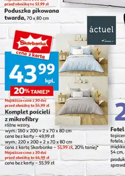 Auchan Komplet pościeli z mikrofibry 220 x 200 cm + 2x 70 80 Actuel oferta
