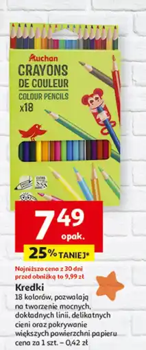 Auchan Kredki ołówkowe 18 kolorów Auchan oferta