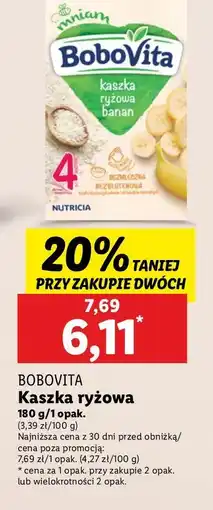 Lidl Kaszka ryżowa z bananem Bobovita oferta