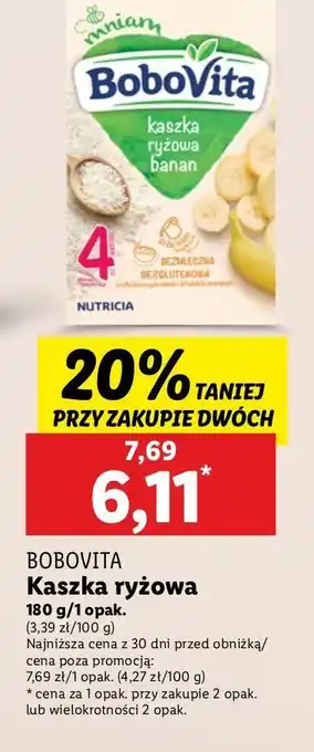 Lidl Kaszka ryżowa z bananem Bobovita oferta