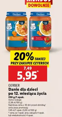 Lidl Obiadek spaghetti po bolońsku Gerber Junior oferta