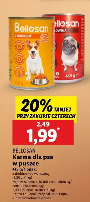 Lidl Karma dla psa z drobiem Bellosan oferta