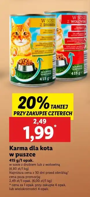 Lidl Karma dla kota w sosie z drobiem oferta