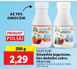 Lidl Jogurtowe smoothie truskawka i jabłko Pilos pure oferta