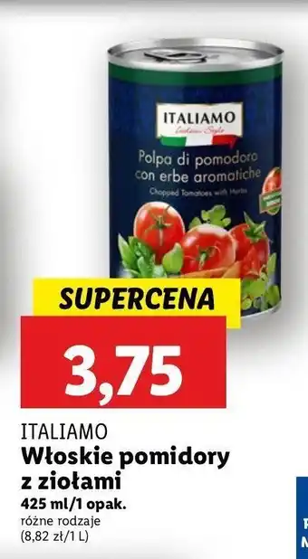 Lidl Pomidory krojone z ziołami Italiamo oferta