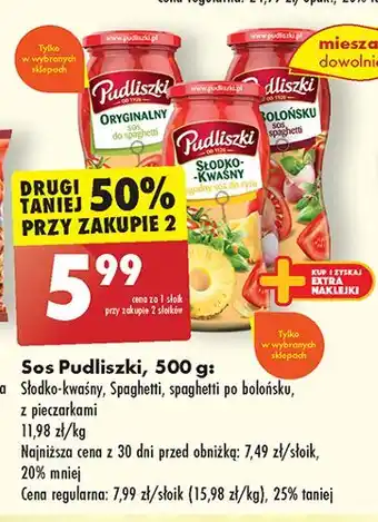 Biedronka Sos do makaronu z pieczarkami Pudliszki oferta