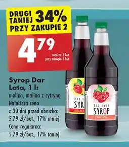 Biedronka Syrop malinowy z cytryną Dar Lata oferta