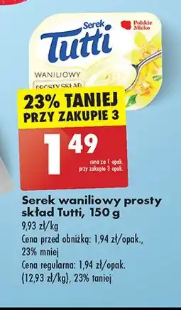 Biedronka Serek waniliowy prosty skład Tutti oferta