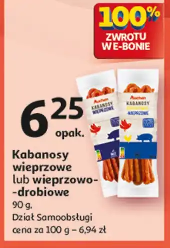 Auchan Kabanosy drobiowo- wieprzowe Auchan oferta