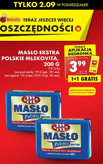 Biedronka Masło ekstra Mlekovita Polskie oferta