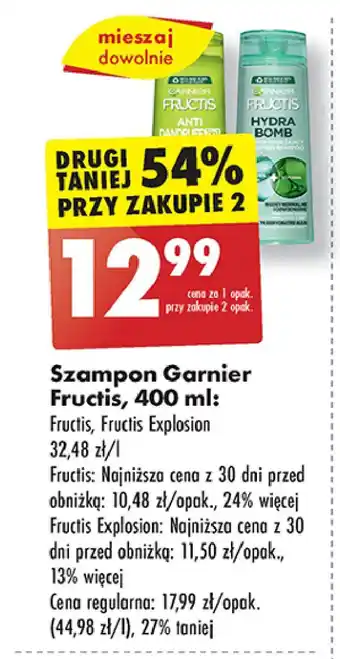 Biedronka Szampon do włosów Garnier Fructis Hydra Bomb oferta