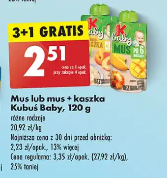 Biedronka Mus jabłko-mango-marchew Kubuś Baby oferta