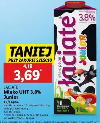 Lidl Mleko junior 3.8% Łaciate oferta
