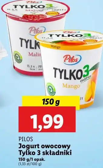 Lidl Jogurt malina Pilos Tylko 3 Składniki oferta