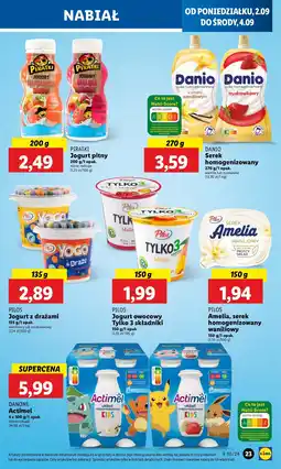 Lidl Jogurt kids truskawka i banan Danone Actimel oferta