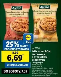 Lidl Mieszanka orzechów nerkowca i orzeszków ziemnych z miodem solą Alesto oferta