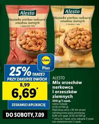 Lidl Mieszanka orzechów nerkowca i orzeszków ziemnych z papryczką chili Alesto oferta