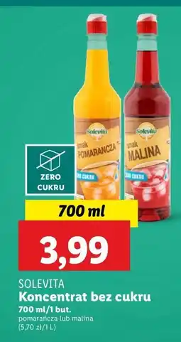 Lidl Syrop pomarańcza zero cukru Solevita oferta