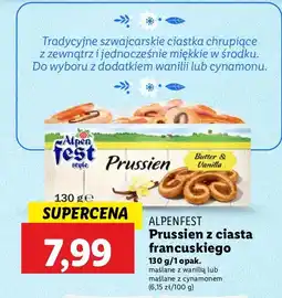 Lidl Prussien z ciasta francuskiego maślane cynamonem Alpen Fest oferta