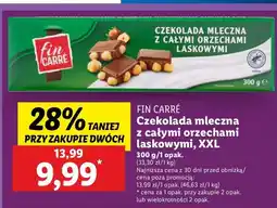 Lidl Czekolada mleczna z całymi orzechami laskowymi Fin Carre oferta