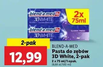 Lidl Pasta do zębów classic fresh Blend-A-Med 3D White oferta