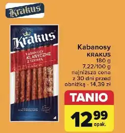 Carrefour Kabanosy klasyczne z szynką Krakus Animex oferta