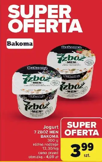 Carrefour Jogurt jabłko-pomarańcza Bakoma 7 Zbóż Men oferta