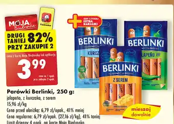 Biedronka Parówki z kurczaka Morliny Berlinki oferta