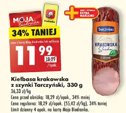 Biedronka Kiełbasa krakowska sucha z szynki Tarczyński oferta