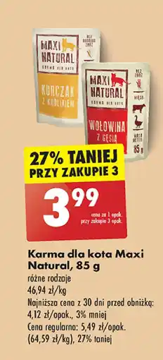 Biedronka Karma dla kota wołowina z gęsią Maxi Natural oferta