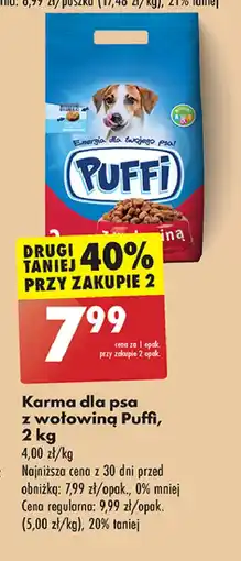 Biedronka Karma dla psa z wołowiną Puffi oferta