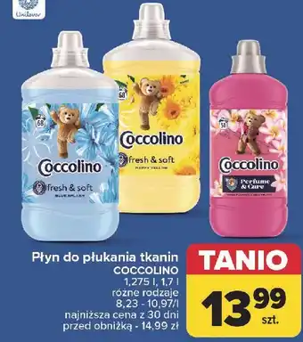 Carrefour Płyn do płukania blue splash Coccolino Fresh & Soft oferta