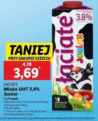 Lidl Mleko 3.8% Łaciate junior oferta