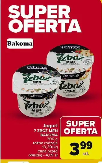 Carrefour Market Jogurt jabłko-pomarańcza Bakoma 7 zbóż men oferta