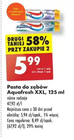 Biedronka Pasta do zębów Aquafresh oferta