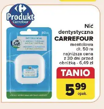 Carrefour Nić dentystyczna z miętą i fluorem Carrefour oferta