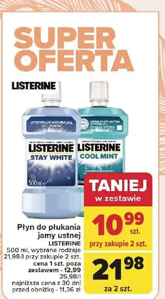 Carrefour Płyn do płukania ust Listerine Stay White oferta