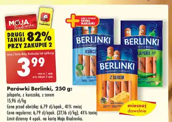 Biedronka Parówki z kurcząt Morliny berlinki oferta