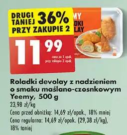 Biedronka Roladki devolay z nadzieniem maślano-czosnkowym Yeemy oferta