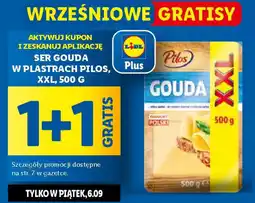 Lidl SER GOUDA W PLASTRACH PILOS XXL 500 G oferta