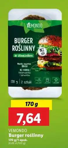 Lidl Burger roślinny ze słonecznikiem Vemondo oferta