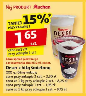 Auchan Deser waniliowy z bitą śmietaną Auchan oferta