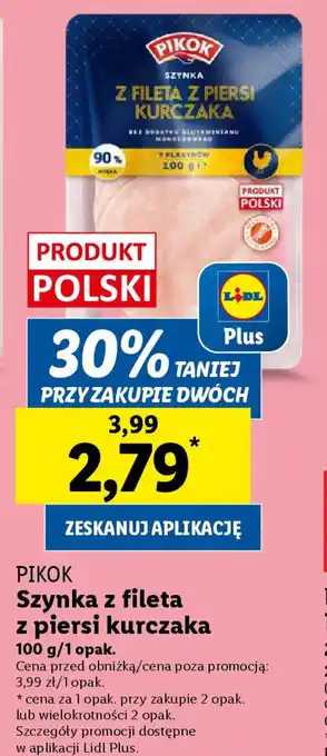 Lidl PIKOK Szynka z fileta z piersi kurczaka oferta