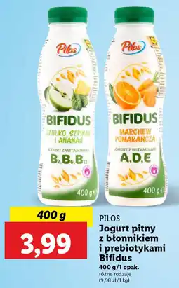 Lidl PILOS Jogurt pitny z błonnikiem i prebiotykami Bifidus oferta