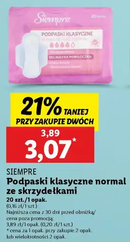 SIEMPRE Podpaski klasyczne normal ze skrzydełkami