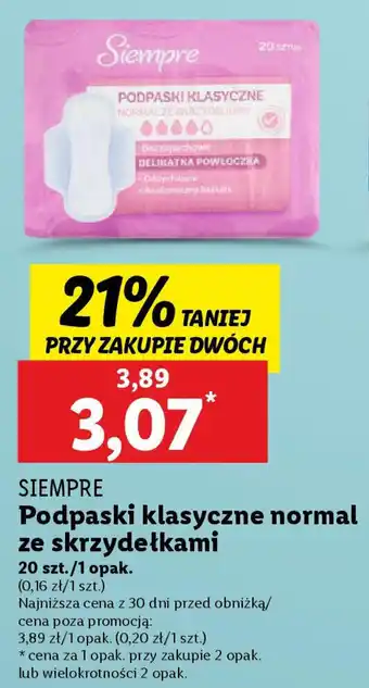 Lidl SIEMPRE Podpaski klasyczne normal ze skrzydełkami oferta
